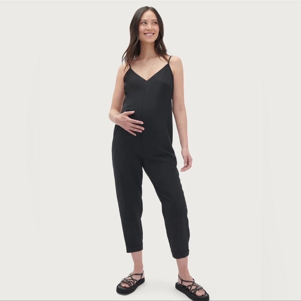 Hatch The Georgie Jumpsuit Black Maternity Spaghetti Strap Size 0 XSmall